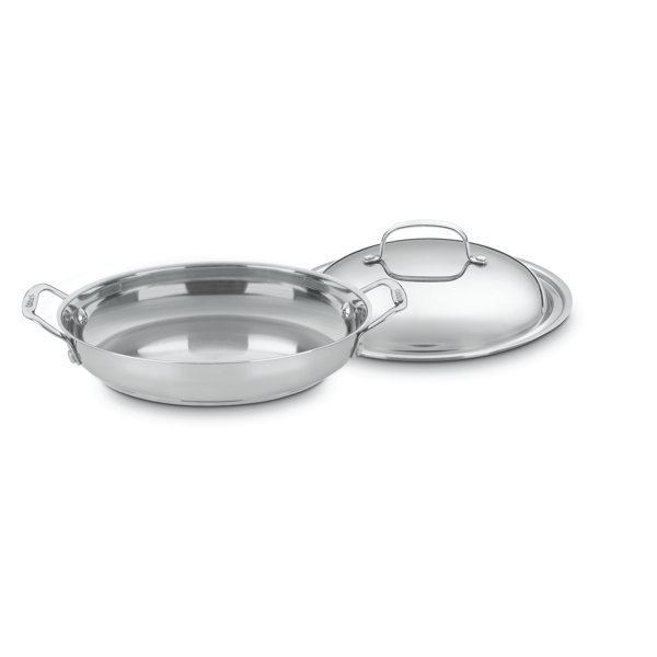 Cuisinart 3 Quarts Stainless Steel Paella Pan with Lid & Reviews Wayfair
